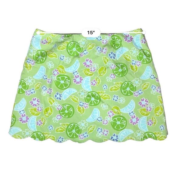 Lilly Pulitzer Vintage Guava Green Twist Mini Skirt sz 8 Feminine Lime‎ Floral - Picture 3 of 11